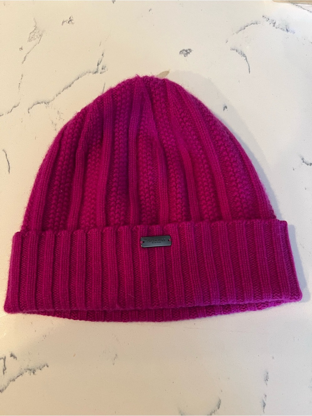 Coach Ribbed Knit Beanie - Fuchsia new no tags
